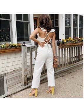 Sugarlips White Backless Lace-Up Jumpsuit